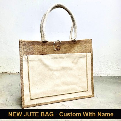 Jute Bag With Button Front Pocket